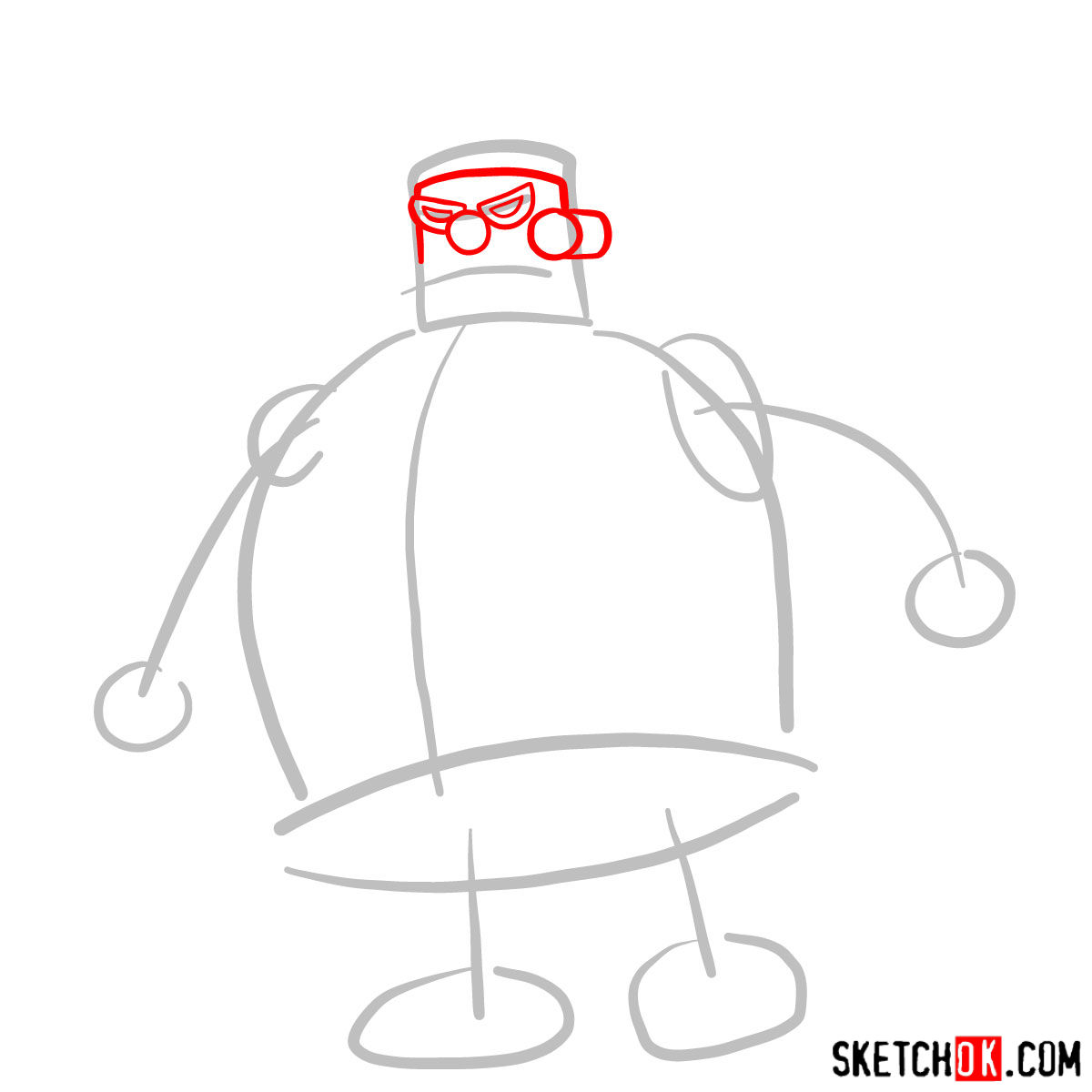 How to draw Robot Santa Claus - step 02